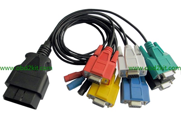 OBD2 diagnostic cable Male to 6 DB9 Female + 3 Banana
